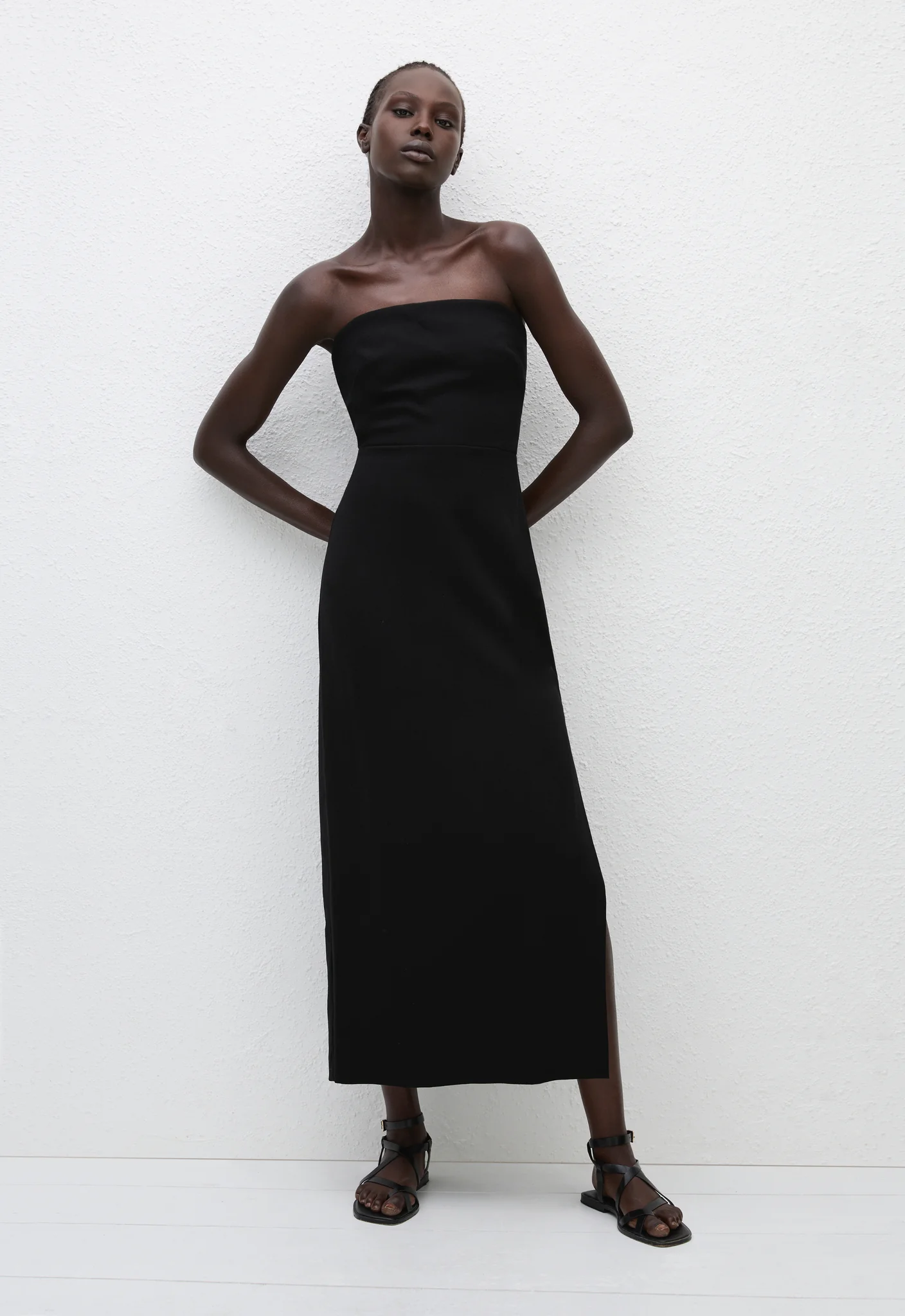 Crepe Strapless Dress - Black - Image 3