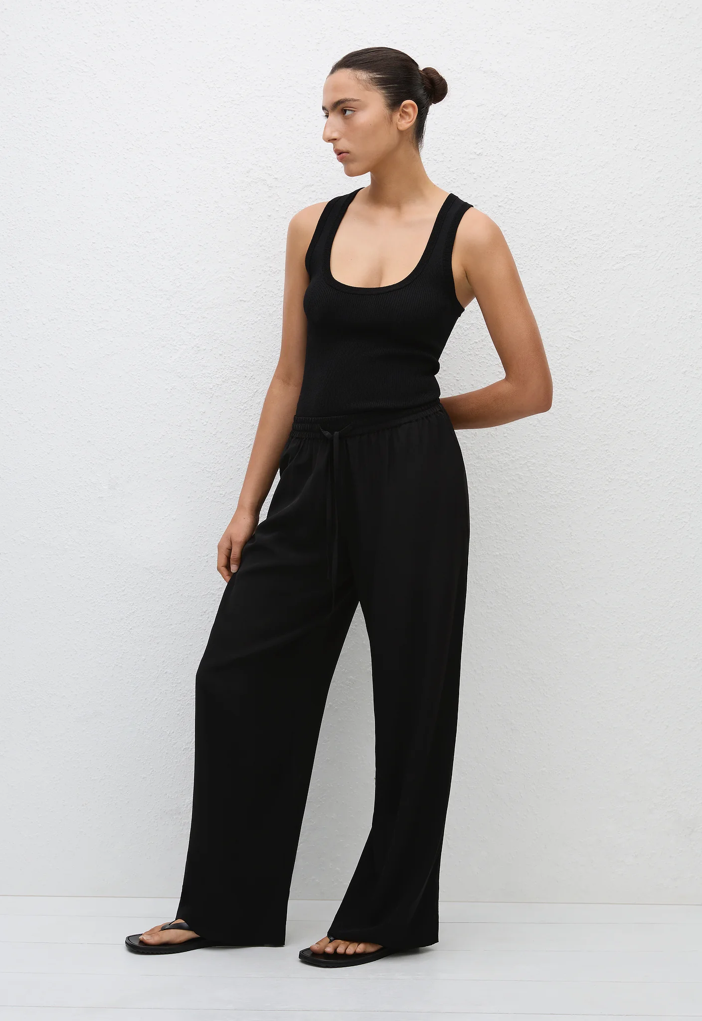 Drawstring Trouser - Black - Image 3