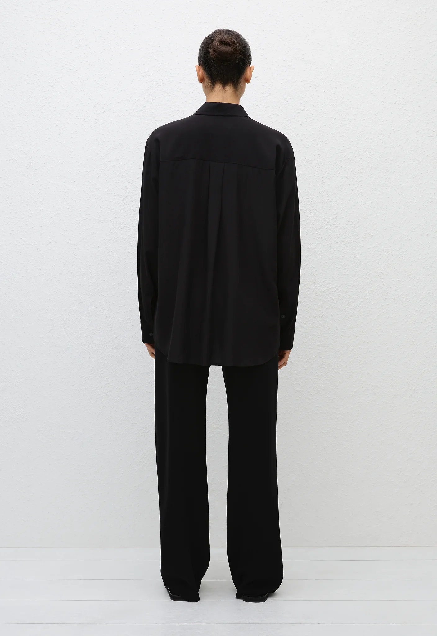 Long Sleeve Silk Shirt - Black - Image 3