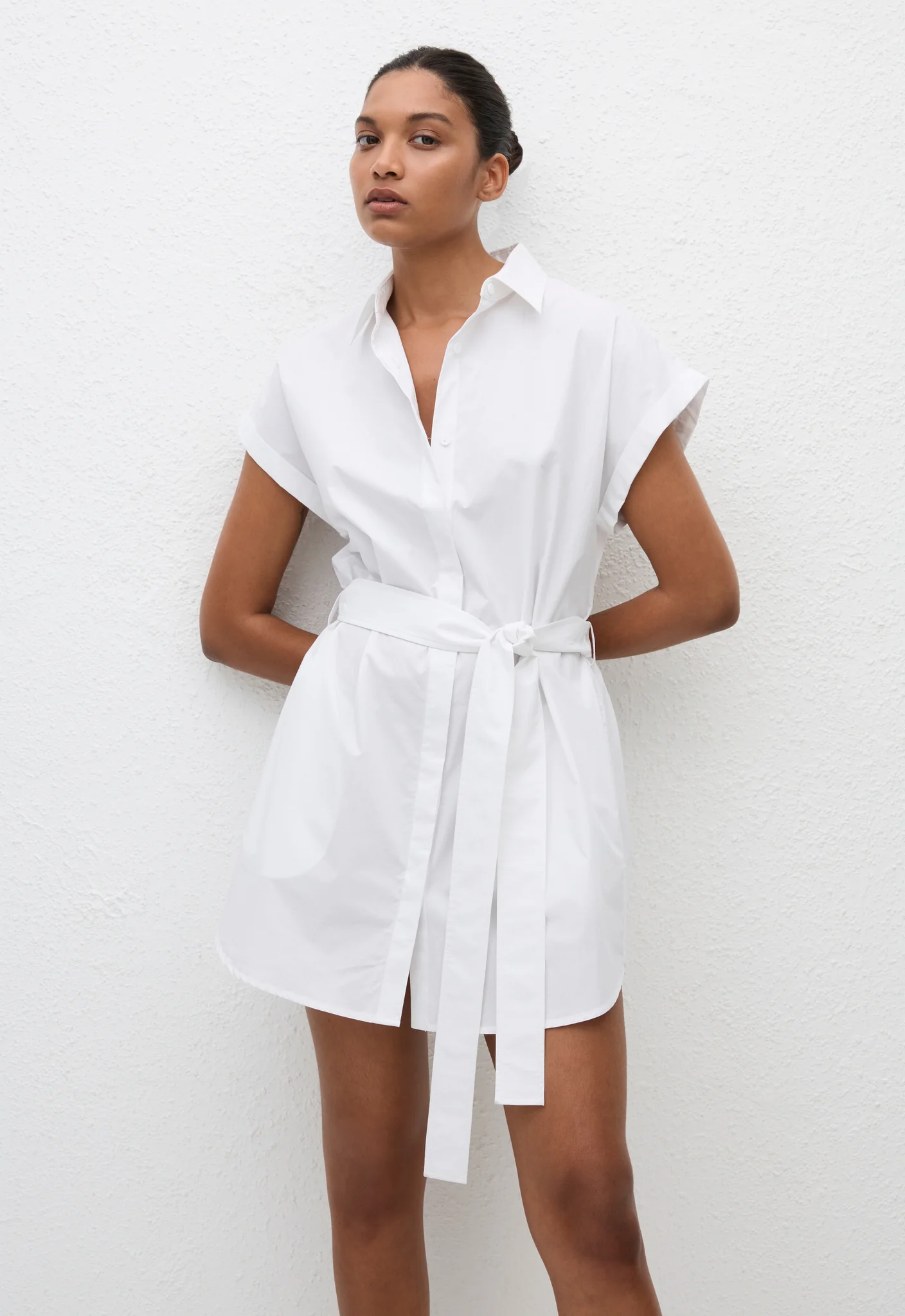 Mini Shirt Dress - White - Image 3