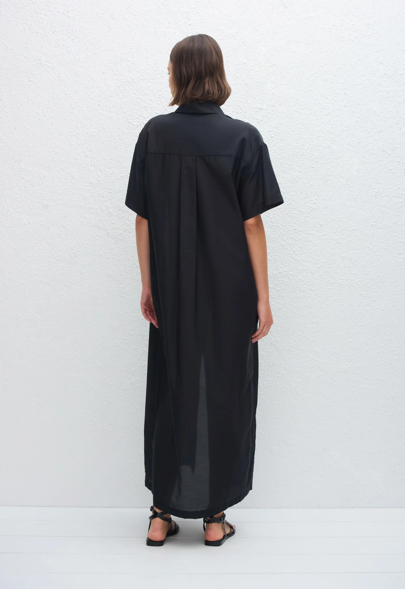 Relaxed Shirt Dress - Black - Image 3