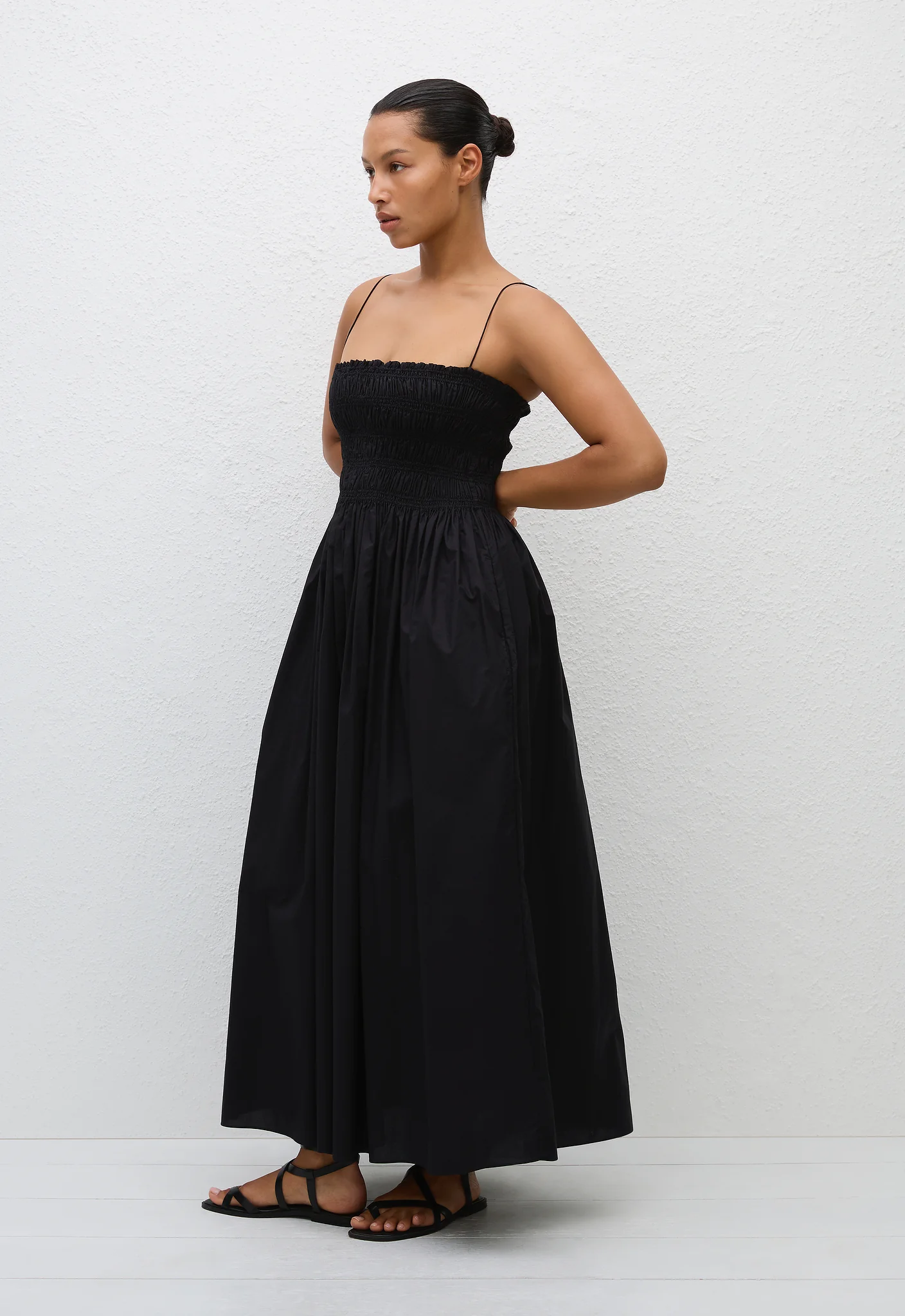 Shirred Bodice Dress - Black - Image 3