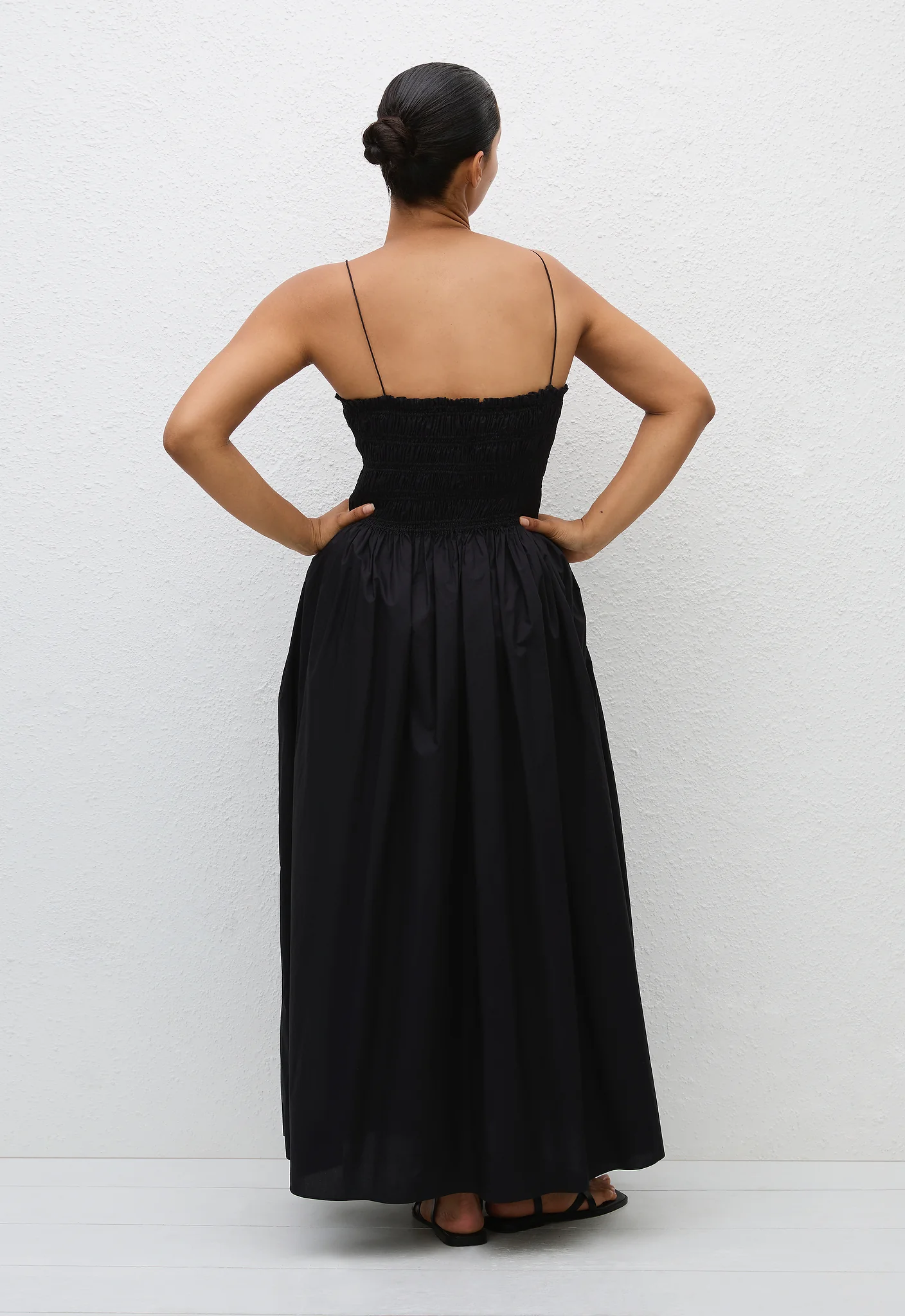 Shirred Bodice Dress - Black - Image 4