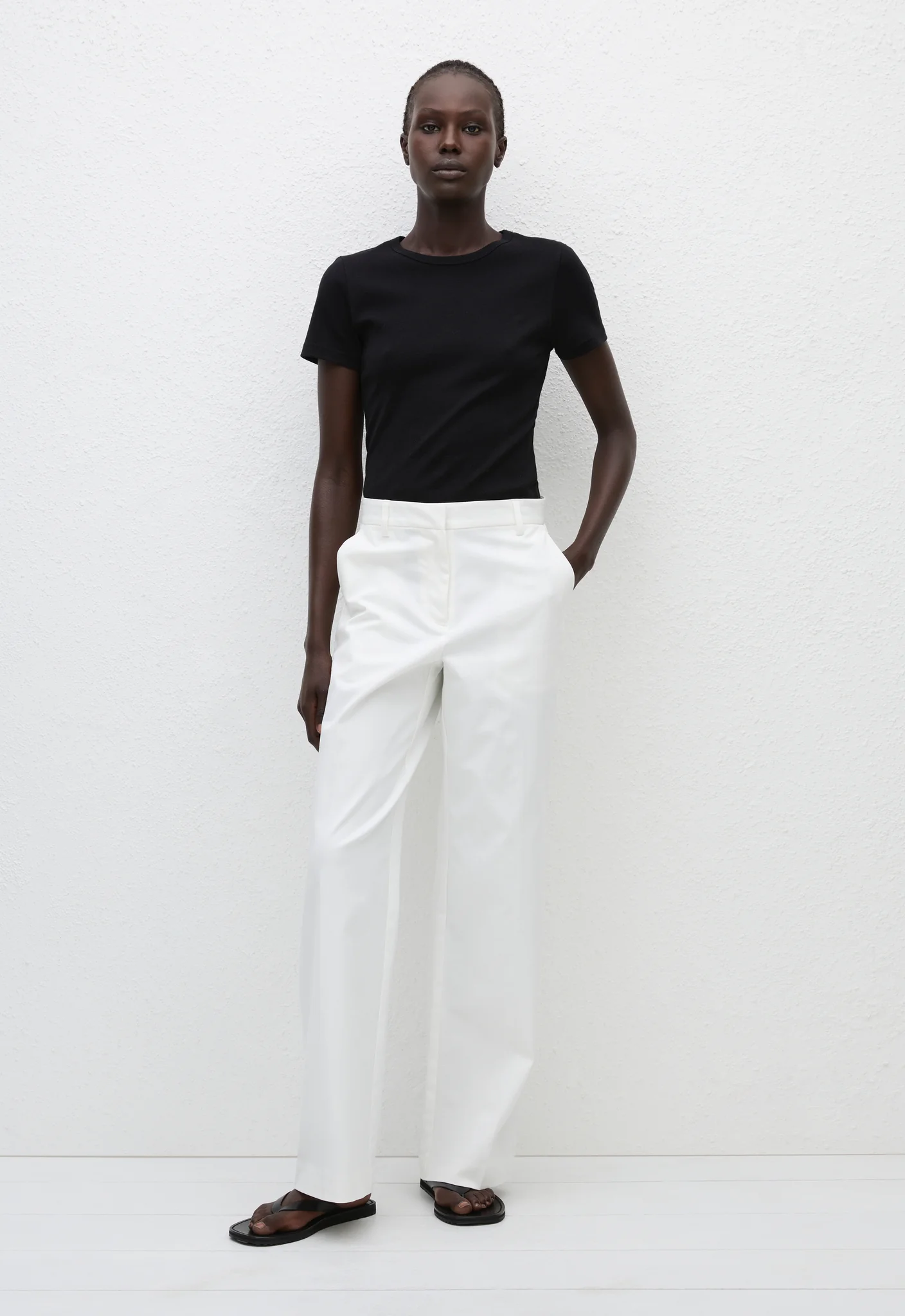 Straight Twill Trouser - Chalk - Image 3