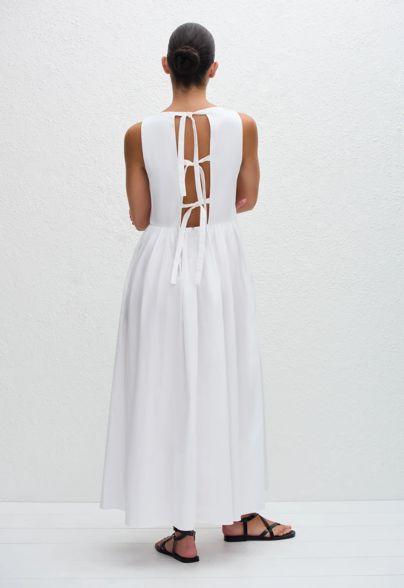 Tie Back Midi Dress - White - Image 3